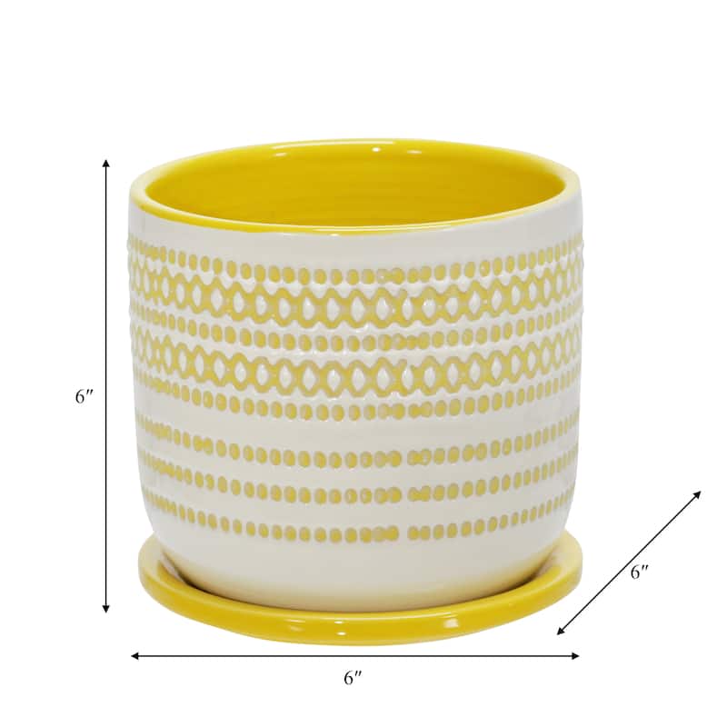 Sagebrook Home Ceramic Planter with Saucer
