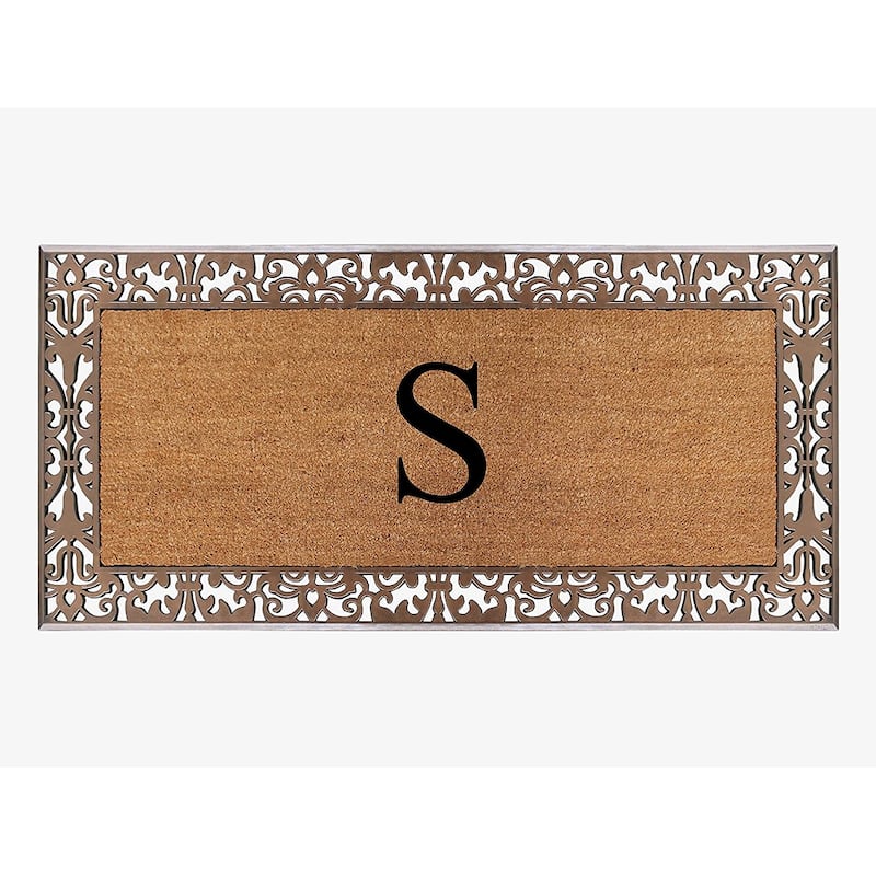 A1HC Natural Coir Monogrammed Door Mat For Front Door, 30"X60", Anti-Shed Treated Durable Doormat for Outdoor Entrance - S