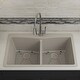 preview thumbnail 32 of 36, Lexicon Platinum Quartz 33 Inch Double Equal Bowl Undermount Kitchen Sink with Bottom Grids and Strainers , Disposal Flange