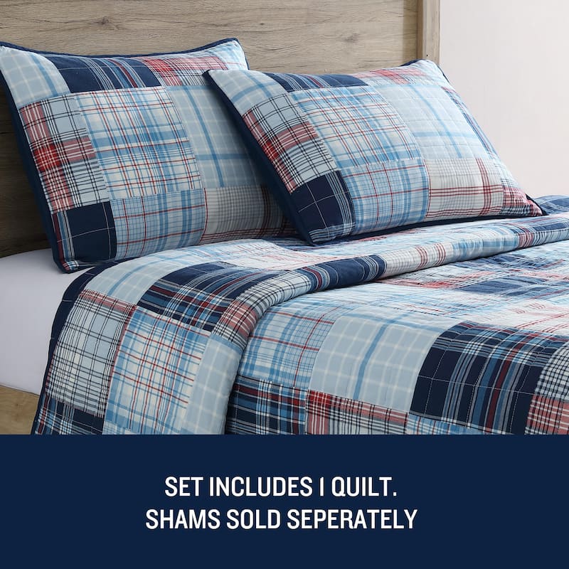 Nautica Stony Point Cotton Blue Quilt and Coordinating Shams