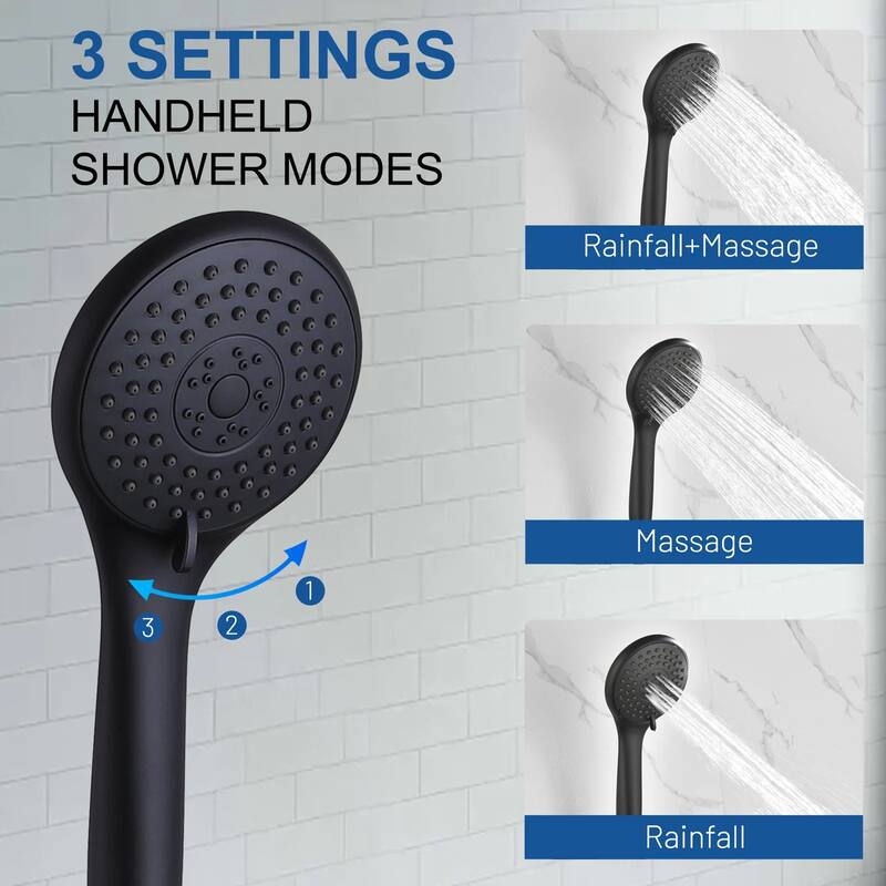 Solid Brass Pressure Balanced Bathroom Shower Faucet Set with 5-Function Rain Shower Head