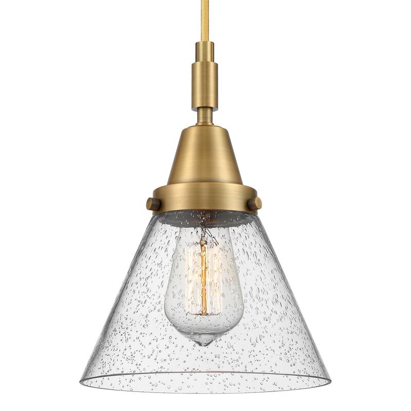Innovations Lighting 447-1P-G44 Cone 8" Wide Mini Pendant with Clear, - Brushed Brass