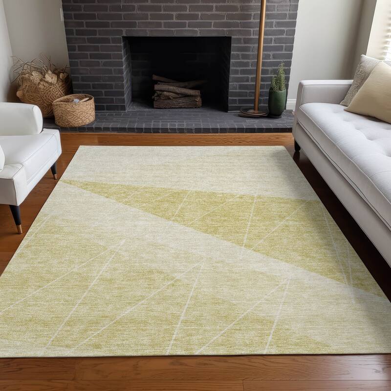 Machine Washable Indoor/ Outdoor Chantille Modern Prism Rug - Wheat - 8' x 10'