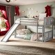 preview thumbnail 1 of 13, Twin Over Twin Bunk Bed with Built-in Slide and Ladder Grey