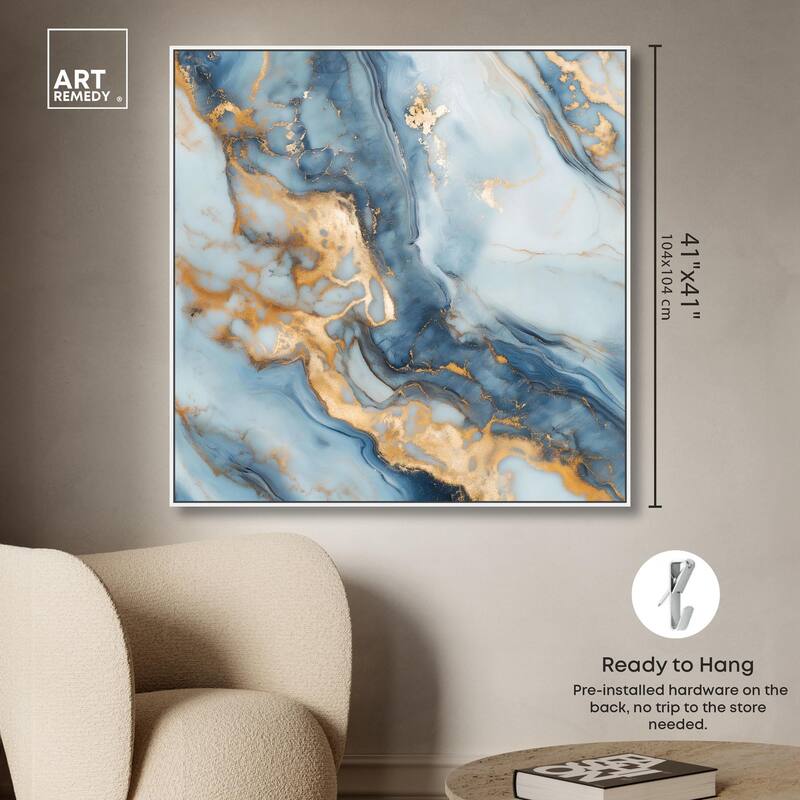 Golden Cloud Marble Canvas by Art Remedy