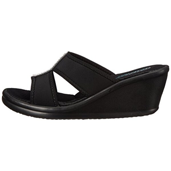 skechers women's rumblers 2 strap slide wedge sandal