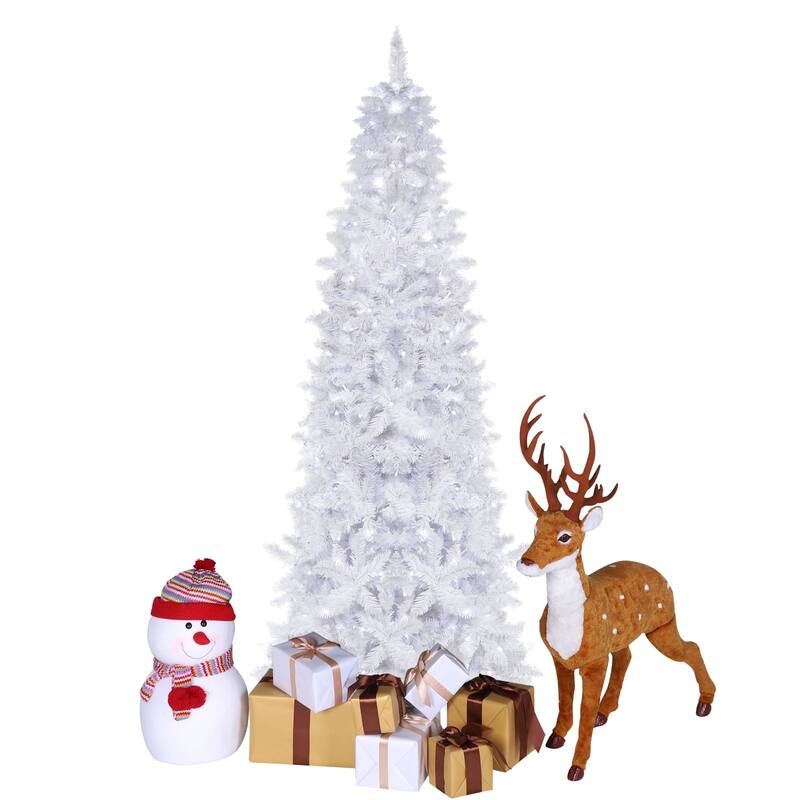 VEIKOUS 6.5FT/7.5FT Pre-Lit LED Artificial Christmas Tree Pencil