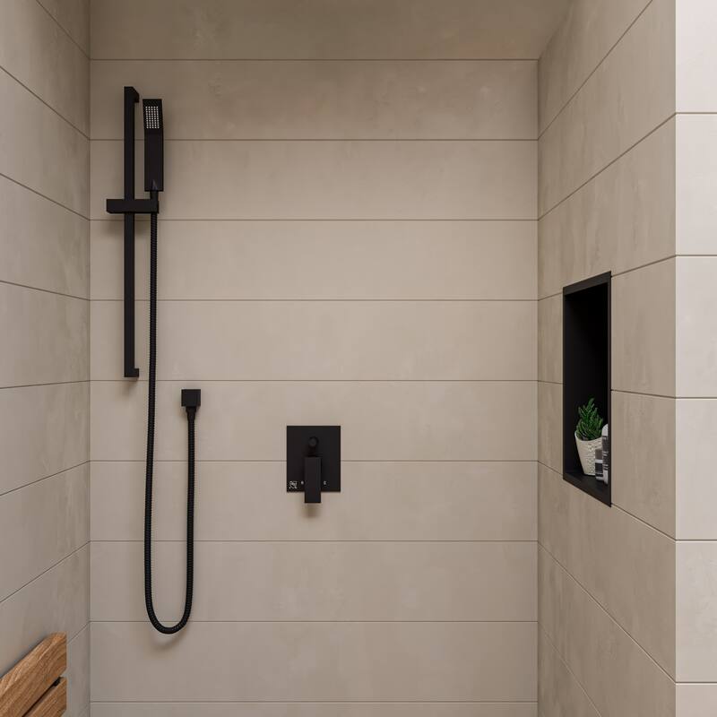 Black Matte Shower Valve with Square Lever Handle and Diverter