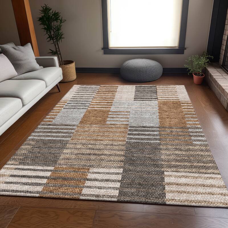 Premium Washable Super Soft Geo Stripe Mayfield Rug - Paprika - 8' x 10' - Rectangle