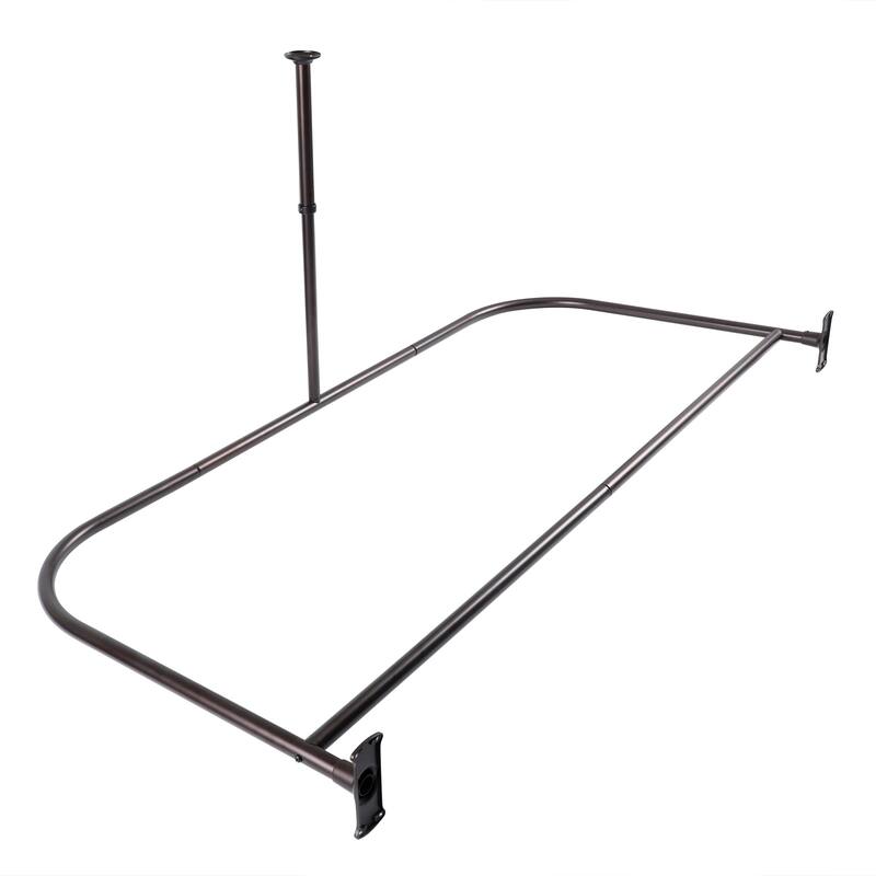 Utopia Alley Rustproof Aluminum D-shape Shower Rod With Ceiling Support for Freestanding Tubs, 60 Inch Large Size by 25 Inch