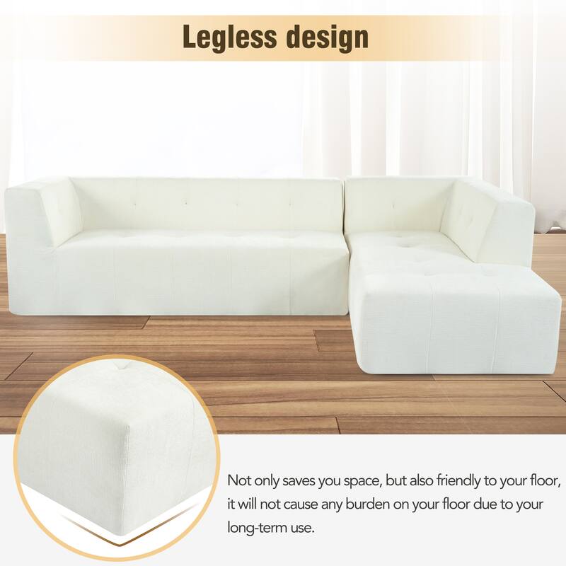 112.2" Chenille Modular L-Shaped Sofa Bed with Free Combination Design and No-Assembly Required