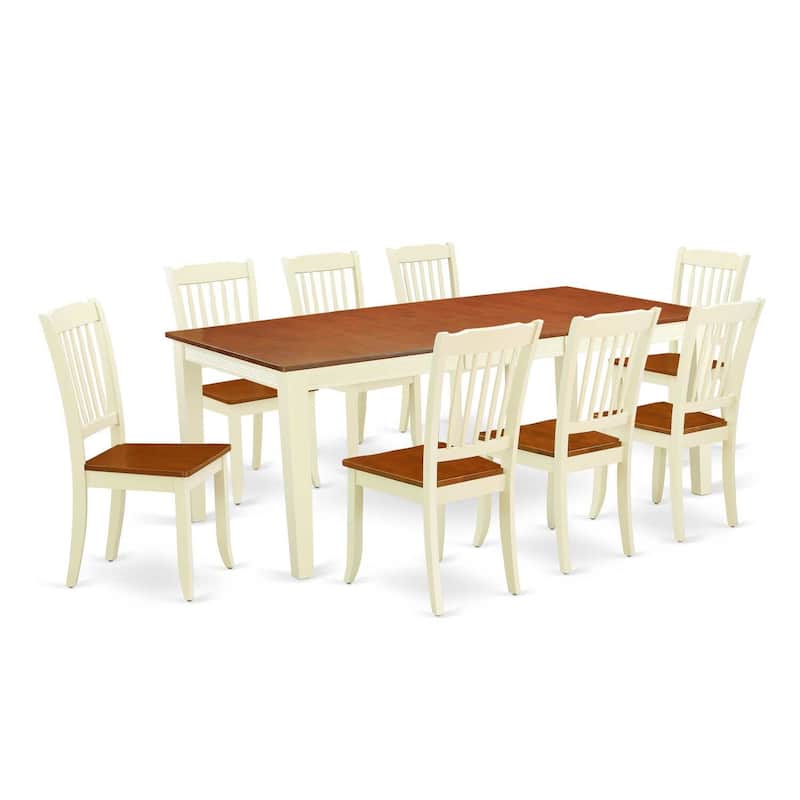 Rectangular Dining Set - 9Pc Table & Chair Set - 60x78 Inch Table - Modern Vertical Slatted Design