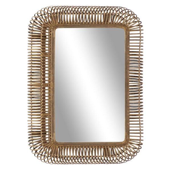 Shop Rectangular Natural Rattan Wall Mirror 28" X 40" - 28 ...