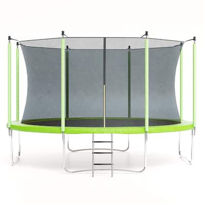 10FT Trampoline, Recreational Trampolines with Enclosure Net and Ladder