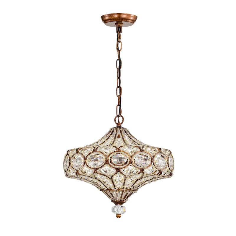 Rilo 4-light Antique Finish Carousel with Crystals Chandelier Ceiling Light