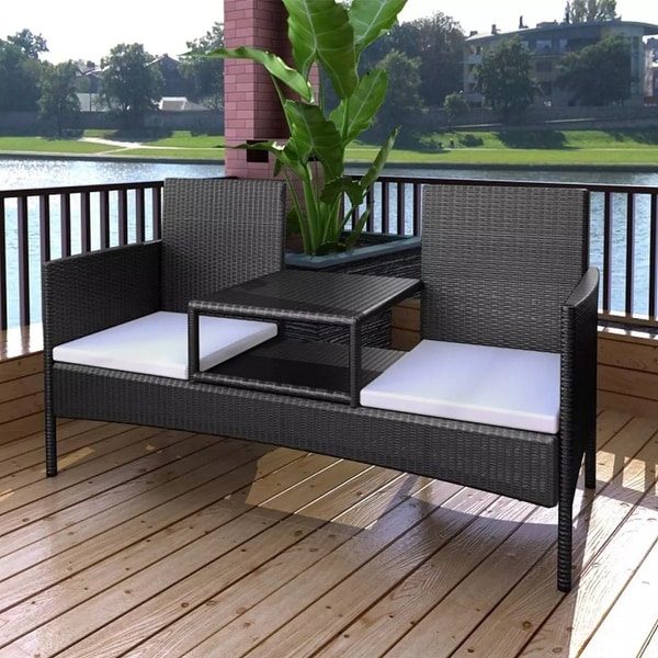 Rattan two seater bench best sale