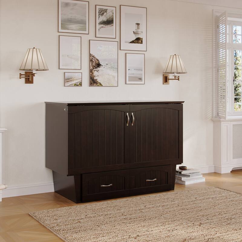 Nantucket Murphy Bed Chest with Mattress and Built-in Charging Station