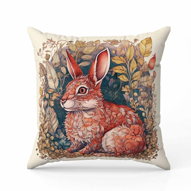 Breezy Bunny Indoor/Outdoor Reversible Throw Pillow Red and Gold