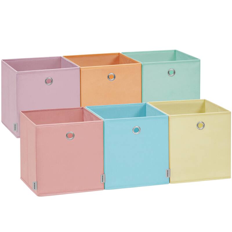 Set of 6 Colorful Foldable Fabric Cubes Storage Bins with Lids for Closet Bedroom or Living Room