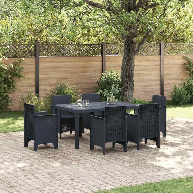 vidaXL Garden Table Anthracite/Brown poly rattan - Anthracite 59.1"
