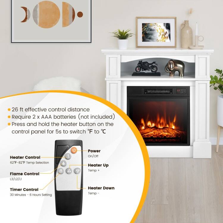 32 Inch 1400W Electric TV Stand Fireplace with Shelf - 13" x 32" x 31"(L x W x H)