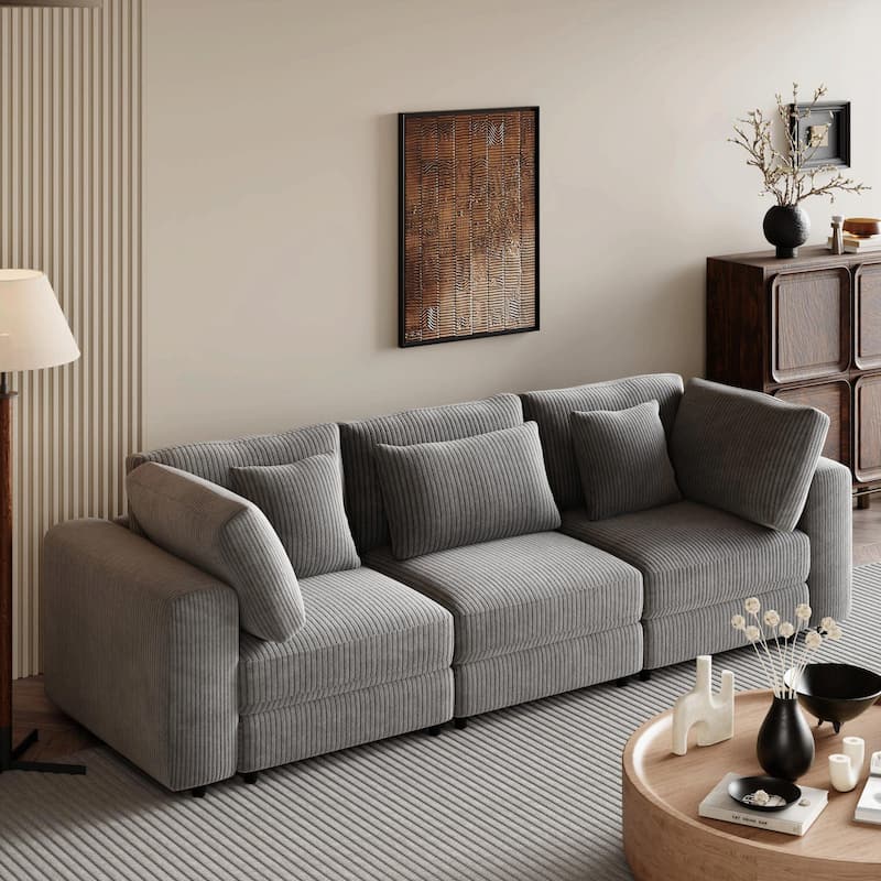 105'' 3-Seater Sofa with Removable Back Cushions and 5 Pillows