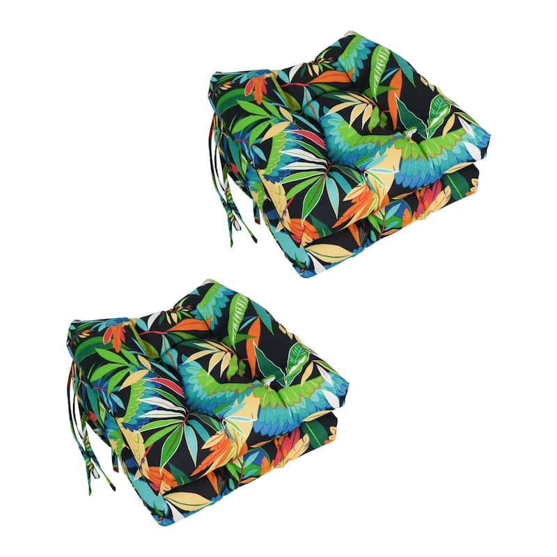 16-inch Square Tufted Indoor/Outdoor Chair Cushions (Set of 4) - 16" - Tucuman Ebony