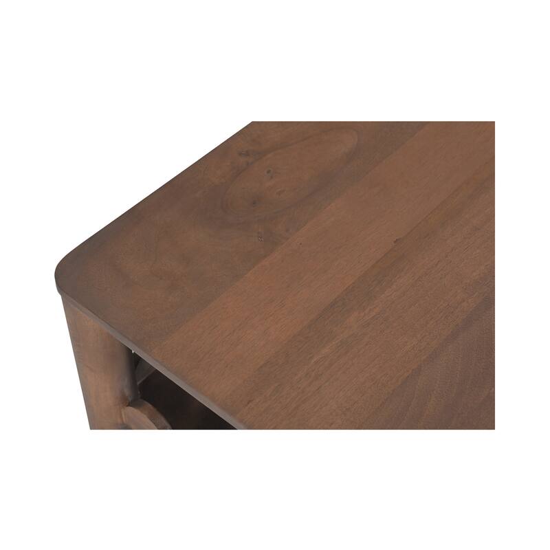 NADAAL STUDIOS Thalen Coffee Table, Rectangular Mango Wood Top with Geometric Rounded Legs, Vintage Brown