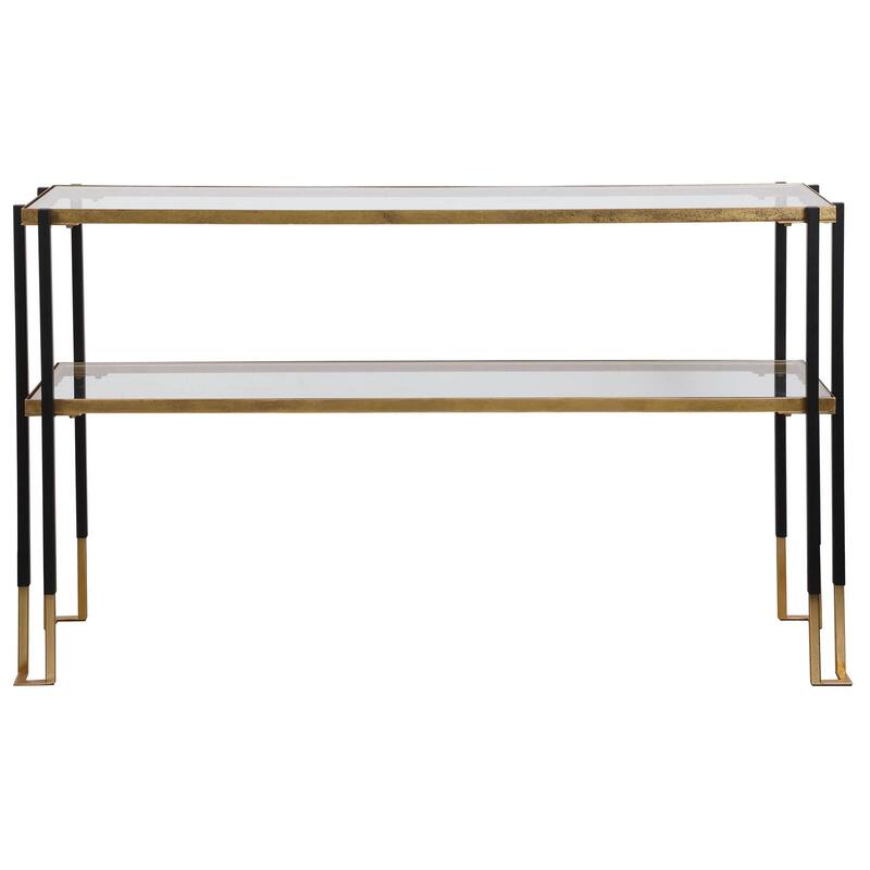 53.5" Black and Clear Contemporary Rectangle Console Table
