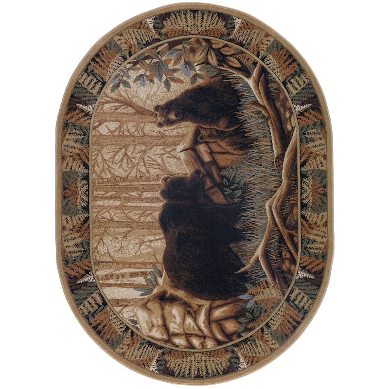 Natural Lodge Novelty Graphic Indoor Area Rug