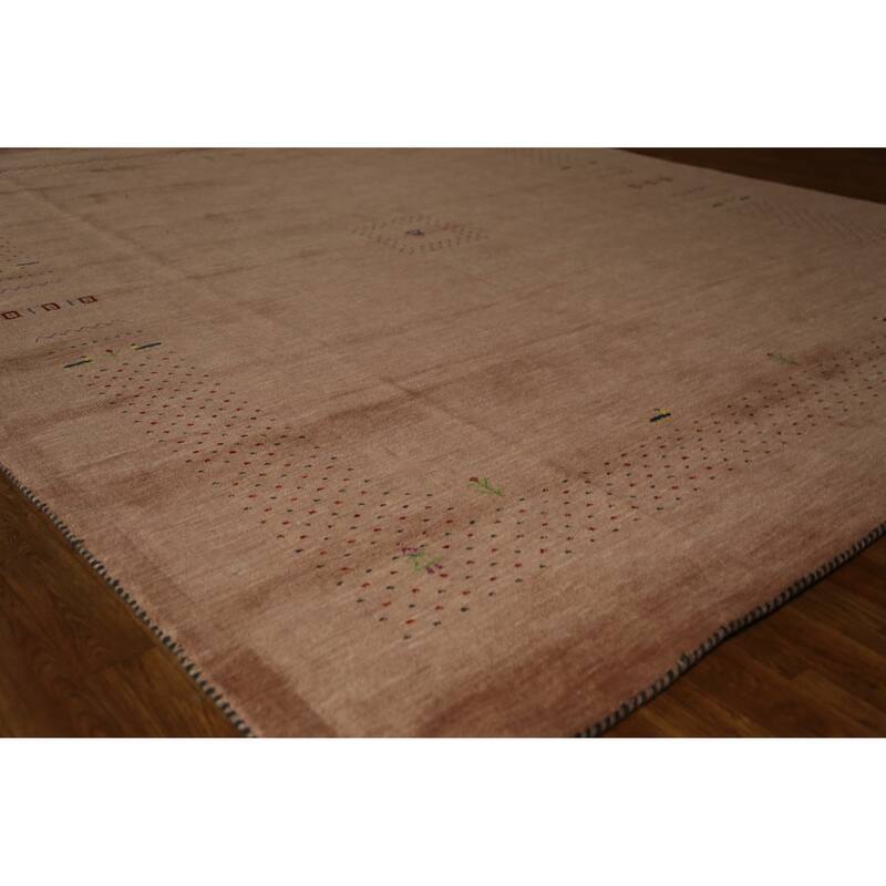 Hand Knotted Oriental 100% Wool Carpet Tribal Tribal Peach Gabbeh Area Rug - 9' 11'' X 8' 3''