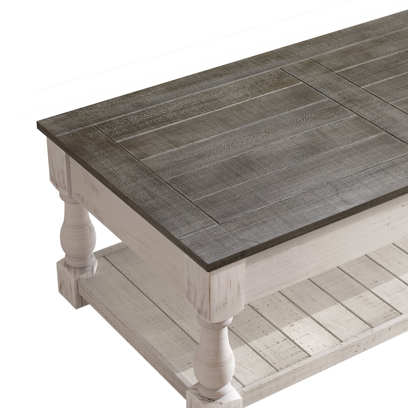 Farmhouse 47.24" Lift Top Coffee Table with Storage Trays Handcrafted Solid Wood for Stylish Living Room Storage