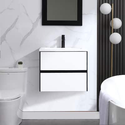 Wall Mounted Bathroom Vanity Combo w/ Drop in Sink Cabinet Set