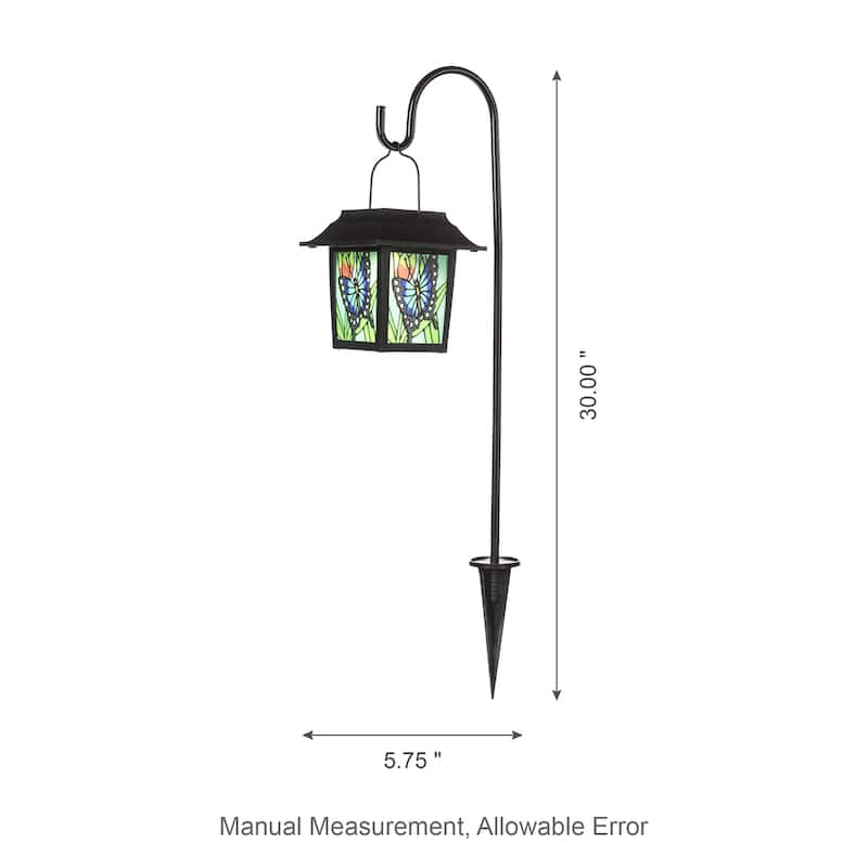 Glitzhome Set of 2 30"H Solar Lighted LED Post Light Garden Lamp - Black