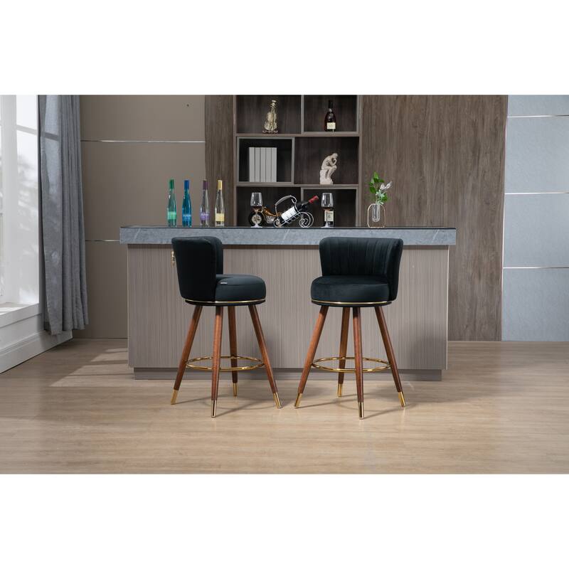 Counter Height Bar Stools Set of 2 for Kitchen Counter Solid Wood Legs