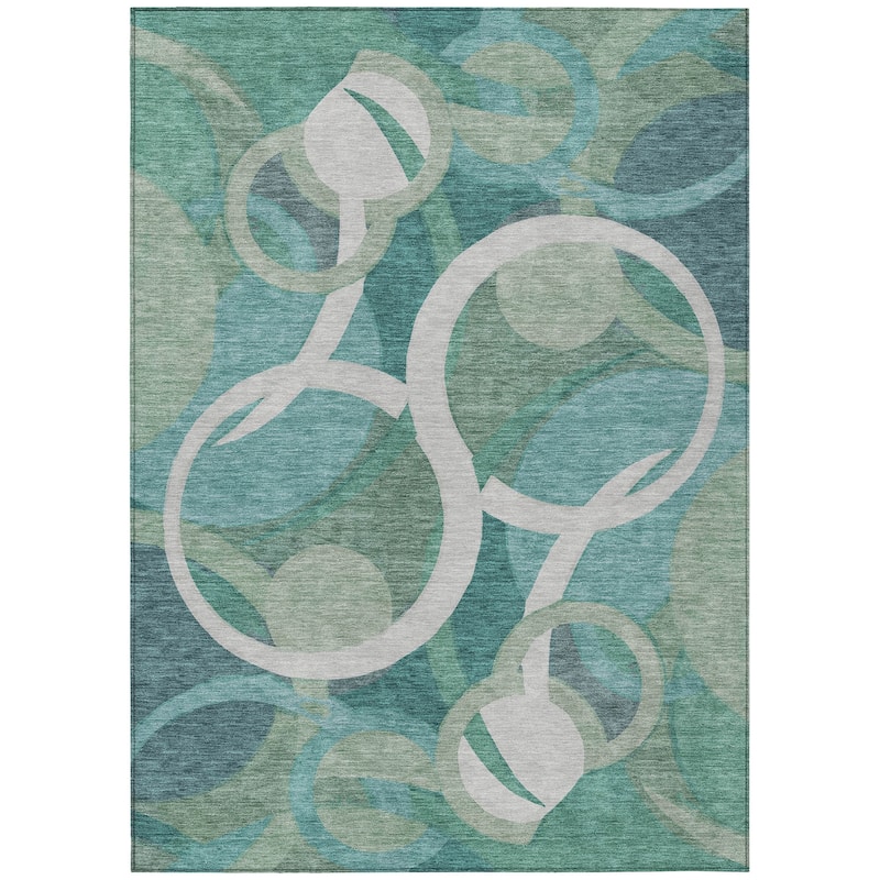 Machine Washable Indoor/Outdoor Contemoorary Deco Chantille Rug