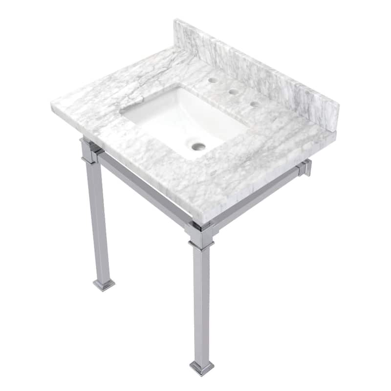 Kingston Brass Monarch 22" Wall Mounted Rectangular Marble Lavatory - Marble White / Polished Chrome