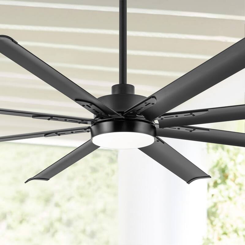 72-in Integrated LED Indoor Ceiling Fan with Light and Remote (8- Aluminum Blade) - Black - Remote