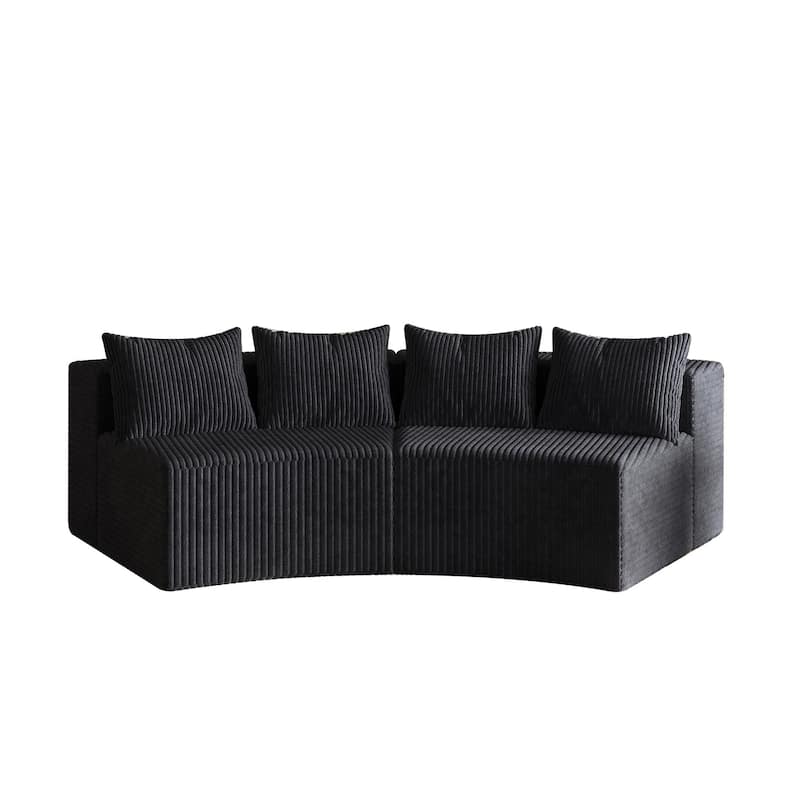 Roomfitters Modular Curved Sectional Sofa, 2-Piece Corduroy Semi-Circular Couch with Pillows