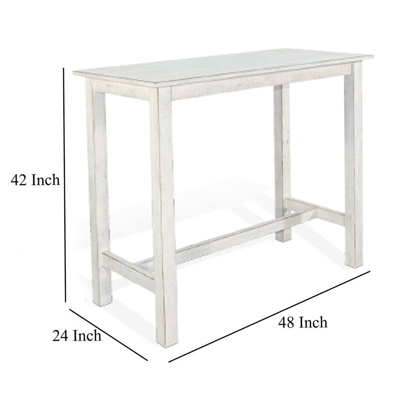 Rena Bar Height Table, 48 Inch Rectangular White Sand Mahogany Wood
