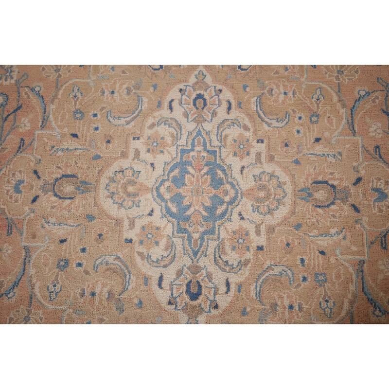 Traditional Mashad Persian Vintage Area Rug Hand-Knotted Wool Carpet - 9'4"x 12'5"