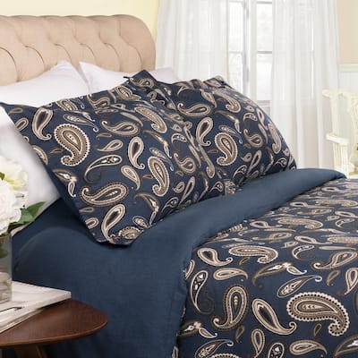 Vintage Floral Paisley Flannel Cotton Duvet Cover Set by Superior