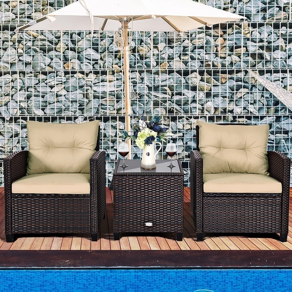 Costway 3pcs rattan set sales