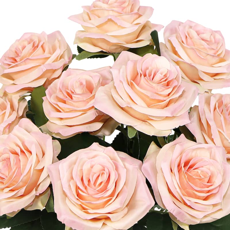 Set of 2 Artificial Queen Rose Flower Stem Bush Bouquet 18in