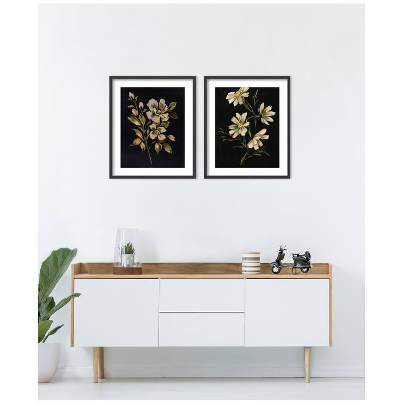 Kate and Laurel Moody Floral 4 & 7 2 Piece Framed Wall Art Print Set by Annie Quigley
