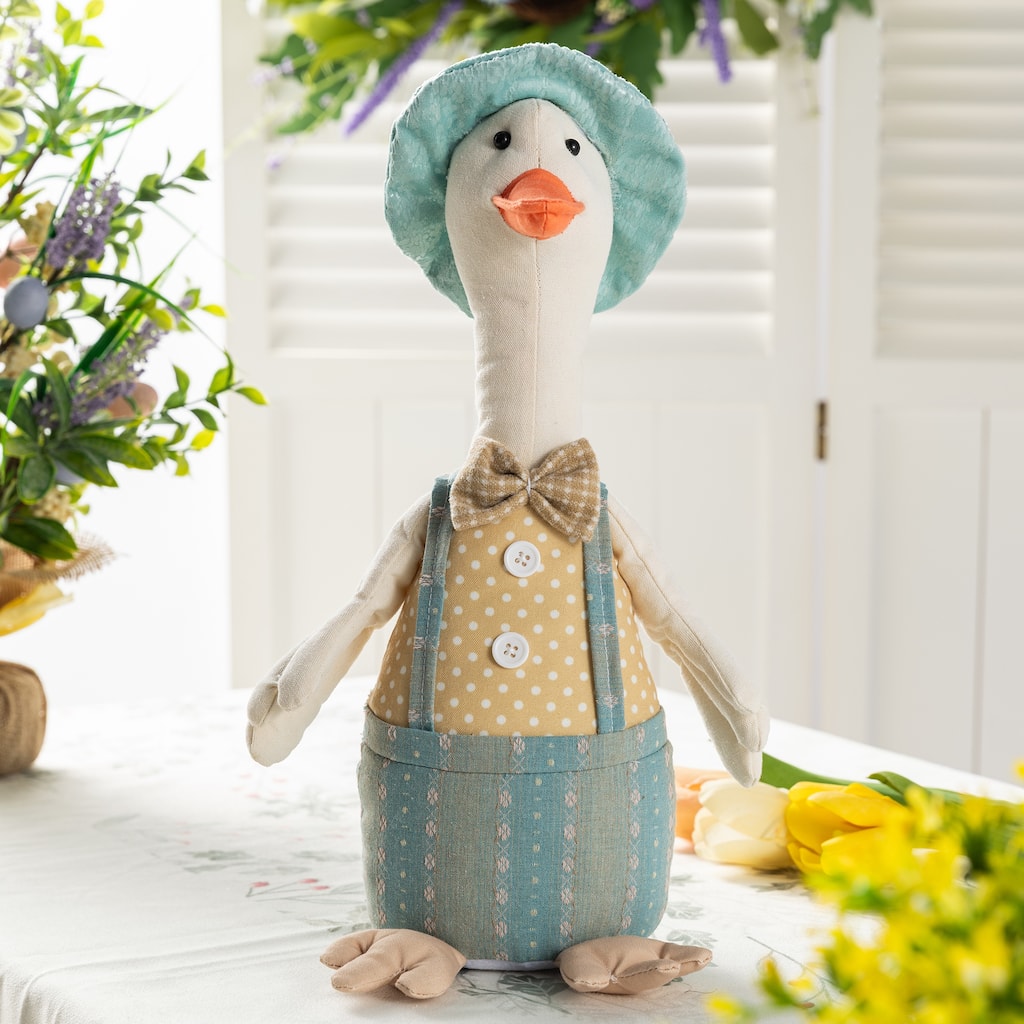 Glitzhome 15.75"H Easter Fabric Boy Duck Figurine