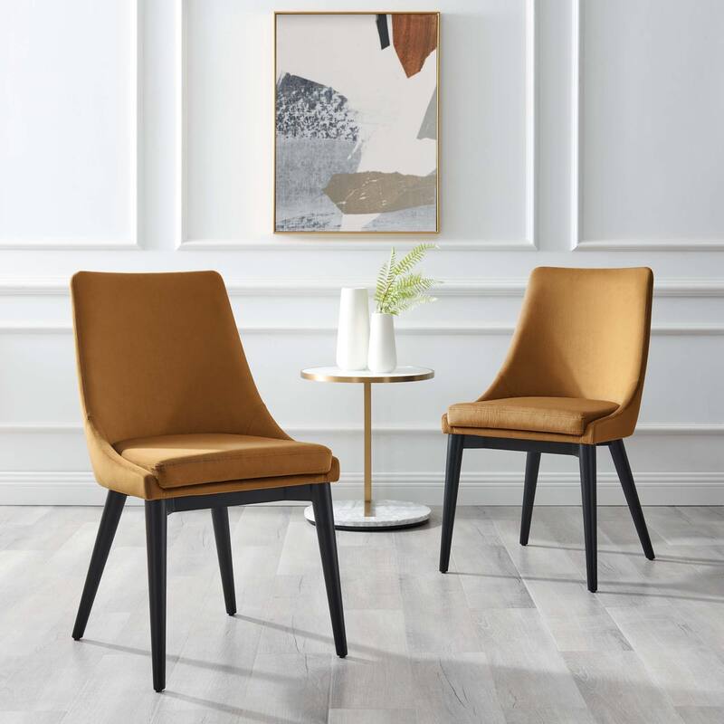 Viscount Accent Performance Velvet Dining Chairs - Set of 2 - Cognac