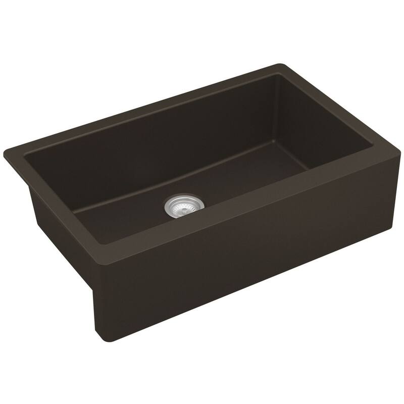 Karran USA QA-740 Farmhouse/Apron-Front Quartz/Granite 34" Single Bowl - Brown