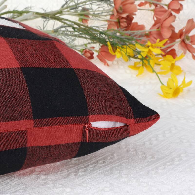 Pack of 2 Plaid Print Throw Pillow Covers, Farmhouse Cushion Covers
