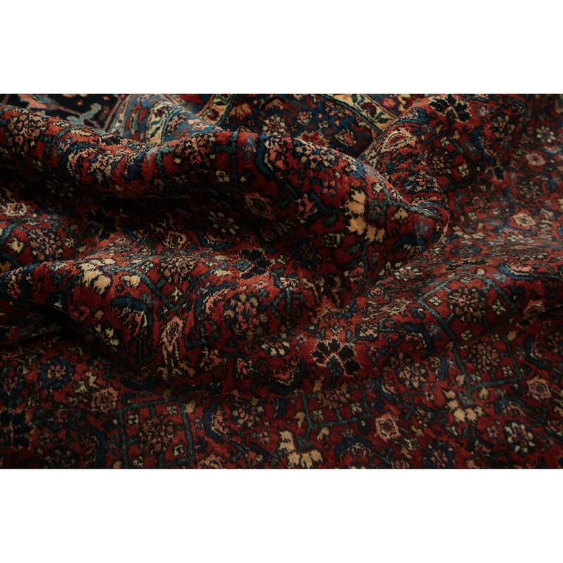 Hand Knotted Oriental 100% Wool Carpet Traditional Floral Red Bidjar Area Rug - 11' 9'' X 8' 6''